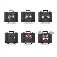 Black suitcase cartoon character with various angry expressions vector