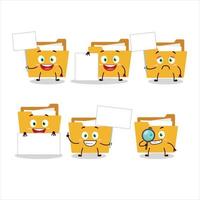 File folder a cartoon character bring information board vector