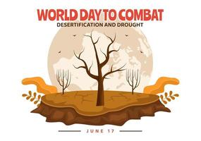 World Day to Combat Desertification and Drought Vector Illustration with Turning the Desert Into Fertile Land and Pastures in Hand Drawn Illustration