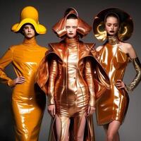 models in futuristic clothes and accessories photo