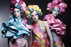 models in futuristic clothes and accessories photo