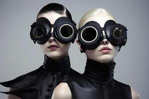 models in futuristic clothes and accessories photo