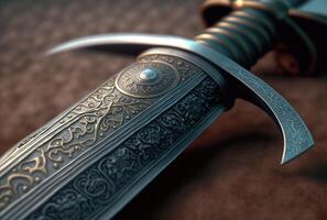 Ancient sword closeup. photo