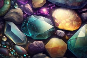 dibujos animados cristal piedras preciosas generativo ai foto