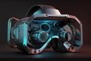 Futuristic virtual reality helmet. photo