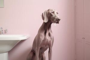 Weimaraner Dog. Futuristic Aesthetic photo