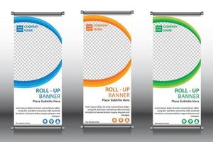 Roll up banner stand template design vector