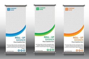 Roll up banner stand template design vector