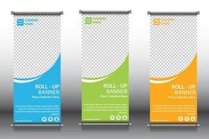 Roll up banner stand template design vector