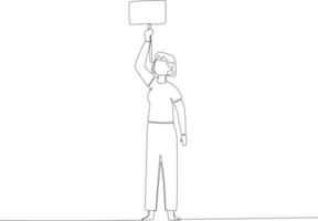 A woman holds up a candidate board vector