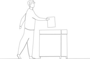 A man walks towards the ballot box vector