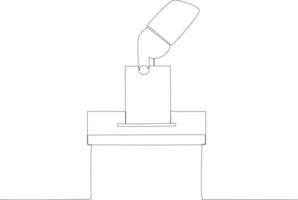 A hand inserts the presidential candidate election vote paper vector