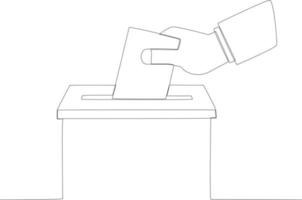 un mano inserta el terminado votar papel vector