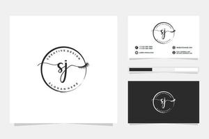 Initial SJ Feminine logo collections and business card template Premium Vector