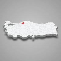 Karabuk region location within Turkey 3d map vector