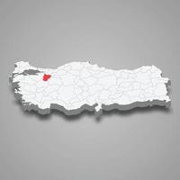 bilecik región ubicación dentro Turquía 3d mapa vector