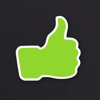 Sticker with white contour of thumb up symbol of like. Silhouette of good symbol vector