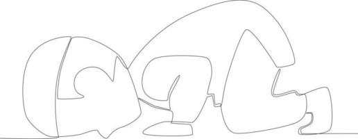 Side view of a boy prostrating himself vector