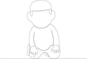 Front view of a boy sitting in prayer vector