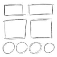 Circles, checkmarks and frames Pencil marks vector