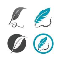 Feather quill design icon and logo illustration vector