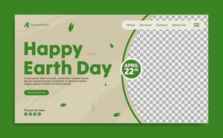 World earth Day Landing page template design vector
