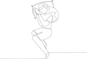 A sleeping woman curled up vector