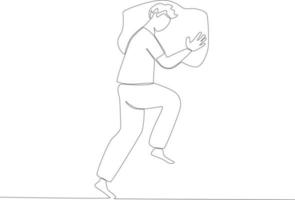 A man sleeping with a large pillow vector