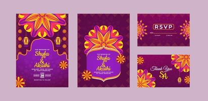 plantilla de invitación de boda india vector