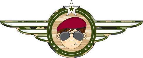 Cartoon Army Paratrooper in Sunglasses Soldier Military History Illustration vector