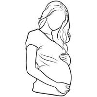 Pregnant Woman Line Drawing. vector