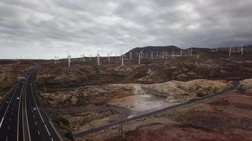 Aerial view of energy producing wind turbines, Teterife, Canarian Islands, Spain video