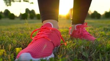 Running shoes - woman tying shoe laces video