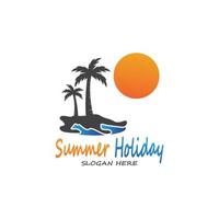 Palm Trees Summer Holidays Logo Design Vector Template Illustration