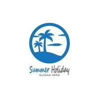 Palm Trees Summer Holidays Logo Design Vector Template Illustration