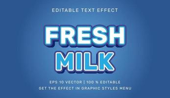 Vector illustration of Fresh milk 3d text effect template