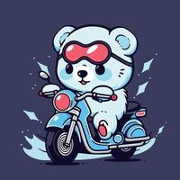 oso en un motocicleta dibujos animados personaje vector