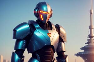 A robot, warior with armour and weapon.astronaut in space. Wars in space. Humanoid. Digital art, Fantasy art, Anime, photo