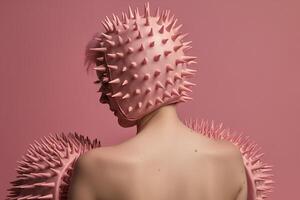 woman on her back with futuristic aesthetic photo