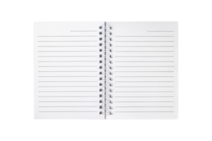 blanco cuaderno aislado en transparente antecedentes. cuaderno concepto png