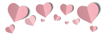 Pink paper hearts isolated on transparent background. Valentine's day. png