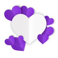 Purple paper hearts isolated on transparent background. Valentine's day. png