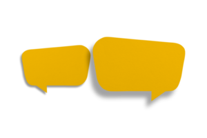 Speech balloon shaped yellow paper isolated on transparent background. png