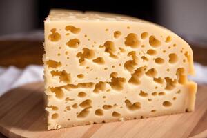 Cheese collection, variety of cheeses with tomatoes on wooden background. photo