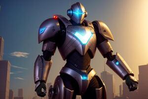 A robot, warior with armour and weapon.astronaut in space. Wars in space. Humanoid. Digital art, Fantasy art, Anime, photo