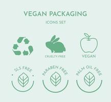 vegan food packaging labels vector