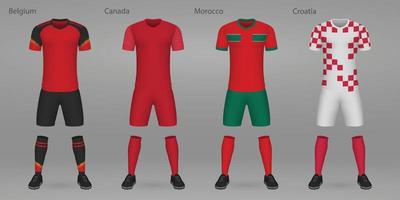 Set of football kits, shirt template vector