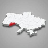 Chernivtsi Oblast. Region location within Ukraine 3d map vector