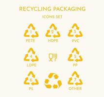 set of packaging recycle labels. vector