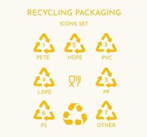 set of packaging recycle labels. vector